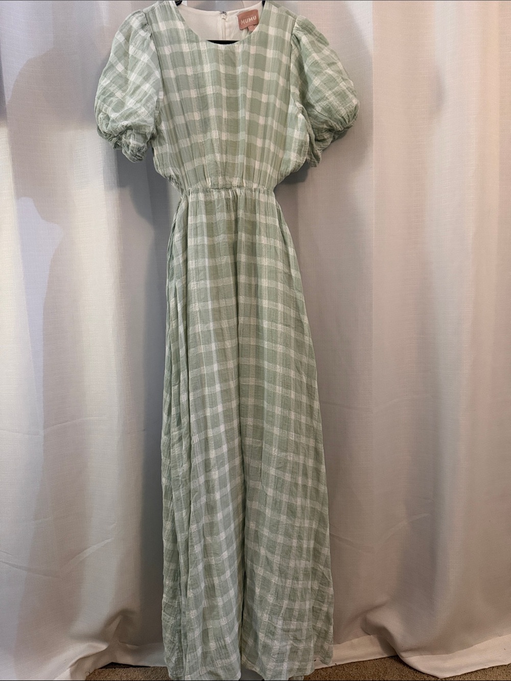 Show Me Your MuMu Mint Green Gingham Maxi Dress